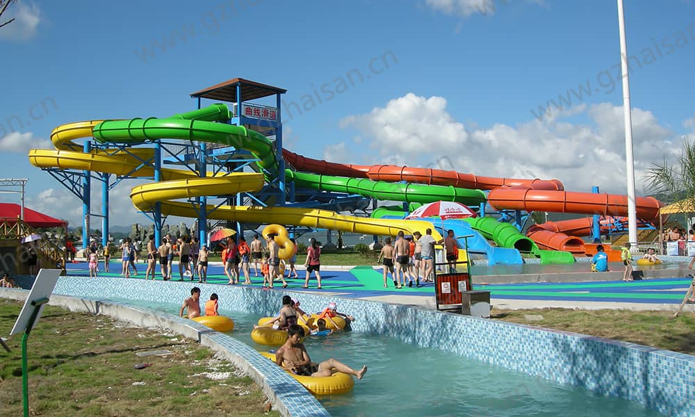 浙江宁波东钱湖水上乐园螺旋组合滑道、漂流河